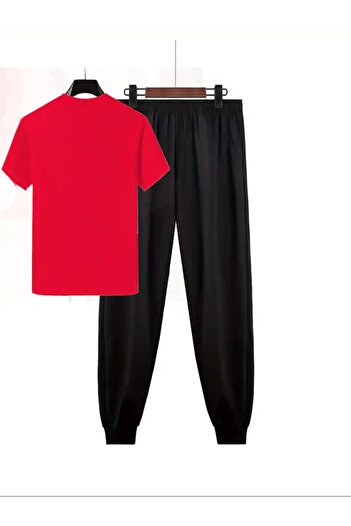 x-compass life CUTE CAT Patterned Women's T-shirt and Jogger T-shirt - Crew Neck Tracksuit Set