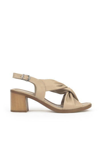 Ziya Beige Women's Heeled Genuine Leather Sandals - 1411020 Z2213