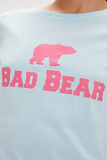 Bad Bear Logo Tee Sky Blue Logo Baskılı Basic Kadın Tişört