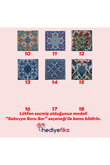 hediyefiks Ahşap, Çini Motifli, Takı Saat Kol Düğmesi Kutusu