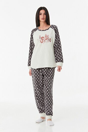 Fulla Moda Embroidered Crew Neck Pajama Set