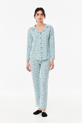 Fulla Moda Set de pijamale cu nasturi imprimate