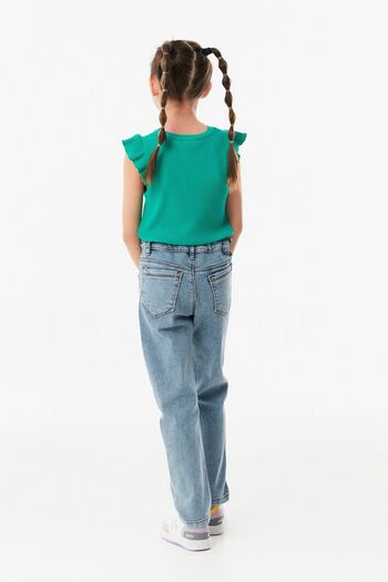 Fulla Moda Blugi drepti pentru fete cu imprimeu Smile