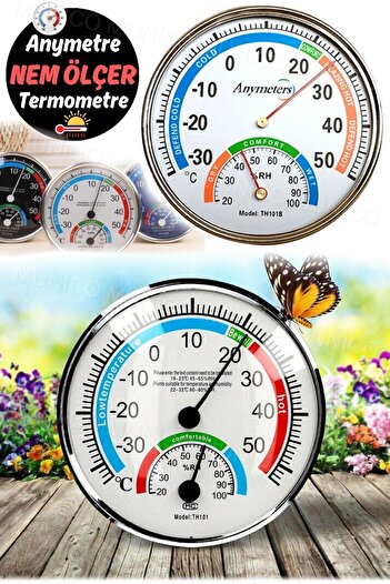 Munico Büyük Yuvarlak Analog Termometre Higrometre - Sera ve Ev için İdeal İç Mekan Dış Sıcaklık Ölçer