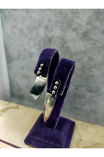sarıyer silver Knife And Row Set Steel Earrings