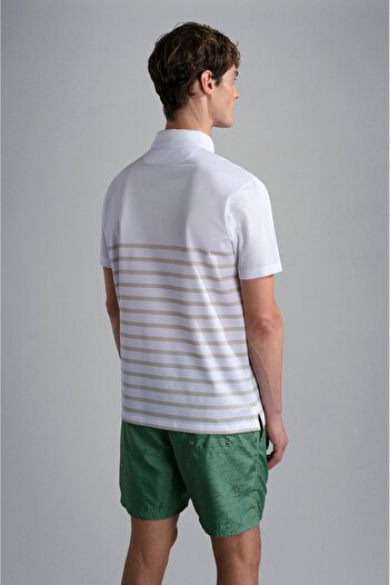PAUL&SHARK Men's Polo Collar Button Closure Short Sleeve White Polo Collar T-Shirt24411251-134
