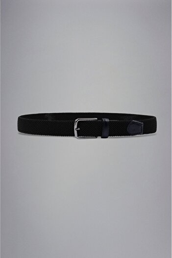 PAUL&SHARK Men's Logo Detailed Metal Buckle Adjustable Black Belt24416004-011