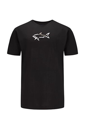 PAUL&SHARK Ανδρικό μπλουζάκι με λογότυπο, βαμβακερό κανονικό κομμένο σετ, καθημερινό μαύρο μπλουζάκι 24411085-011