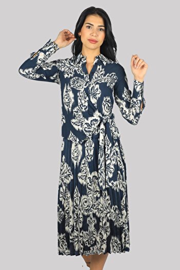 Liu Jo Women's Elegant Designed Patterned Daily Use Navy Blue-White Skirt UA4228D4894-77981