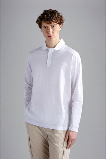 PAUL&SHARK Men's Polo Collar Button Closure Short Sleeve White Polo Collar T-Shirt24411219-010