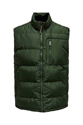 Only & Sons Нормальні темно-зелені чоловічі шорти ONSJAKE QUILTED VEST OTW