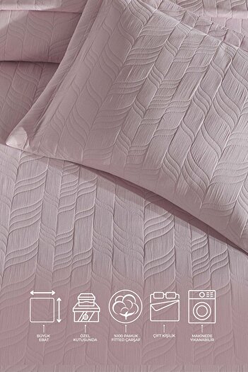 Elart Double Fashion Bed Set - 6 Pieces Dried Rose