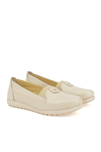 Ziya Beige Women's Daily Genuine Leather Shoes -1411022Z7341