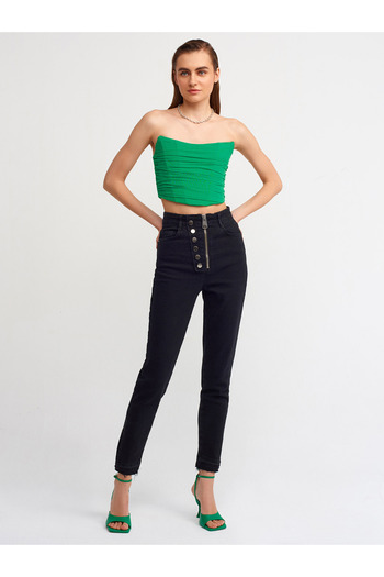 Dilvin 20132 Pleat Részletes Bustier-zöld