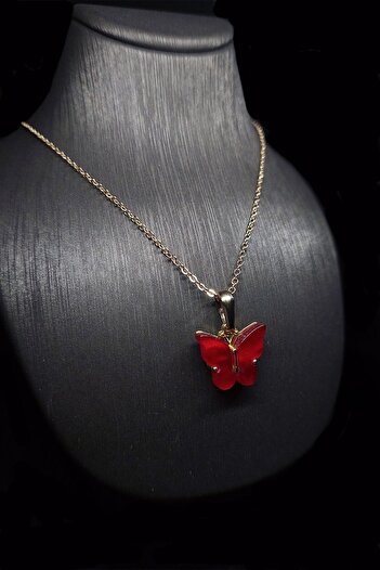 Chehra Design Women's Red Butterfly Necklace