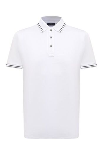 PAUL&SHARK Men's Woven Polo Neck Short Sleeve Casual White Polo Neck T-Shirt24411320-010