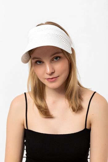 Saria Moda Straw White Visor Women's Hat