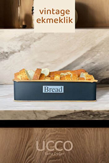UCCO Vintage Metal Bread Bowl - Stylish and Durable Kitchen Bread Storage Container, Retro Style Presentation Bowl
