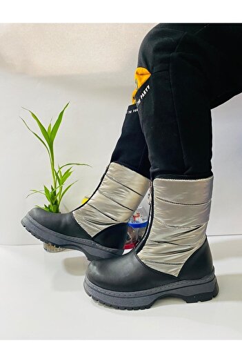Demashoes Çocuk Platin Kar Çizmesi Su Geçirmez Kaymaz Taban