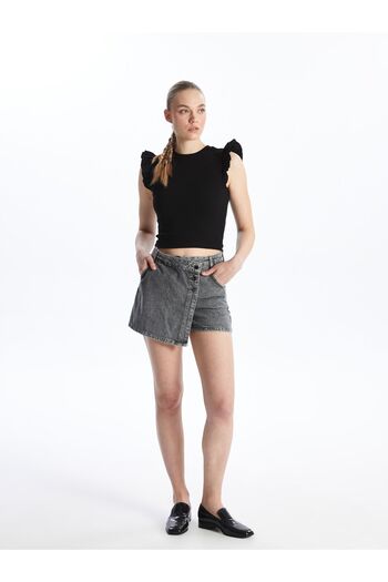 LC Waikiki Women's - Standard Fit Straight Jean Shorts Skirt