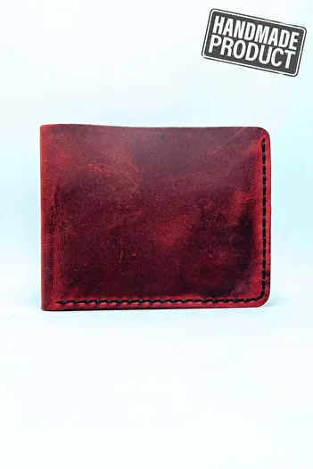 Parscraft Handmade Genuine Leather Premium Wallet Red Wide Model