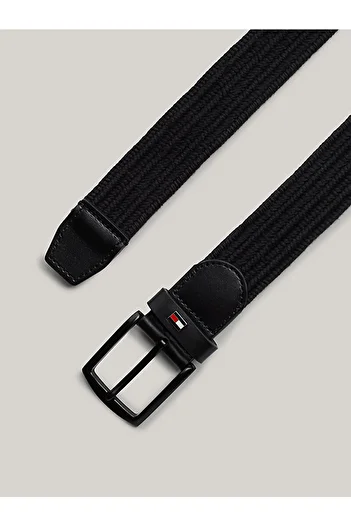 Tommy Hilfiger Men's Genuine Leather Metal Buckle Black Belt Am0Am12548-Bds