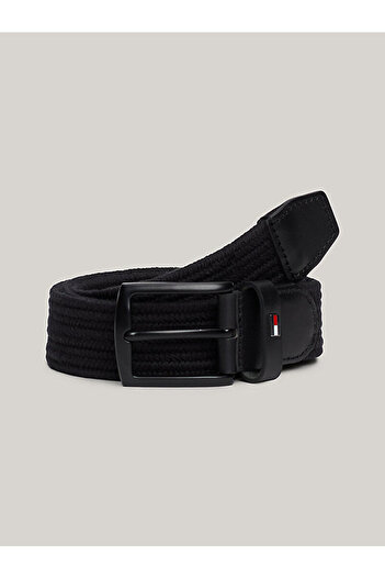 Tommy Hilfiger Men's Genuine Leather Metal Buckle Black Belt Am0Am12548-Bds