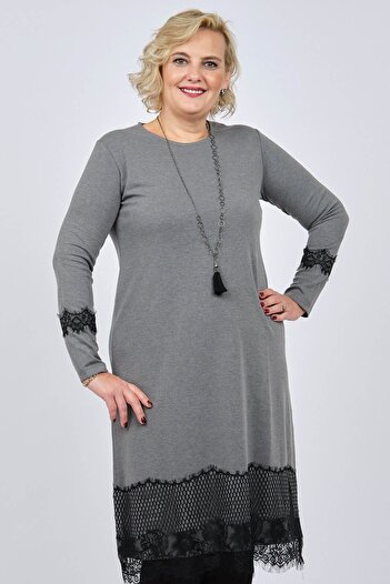 Ced Women's Gray Lace Detailed Accessory Dress 47220585