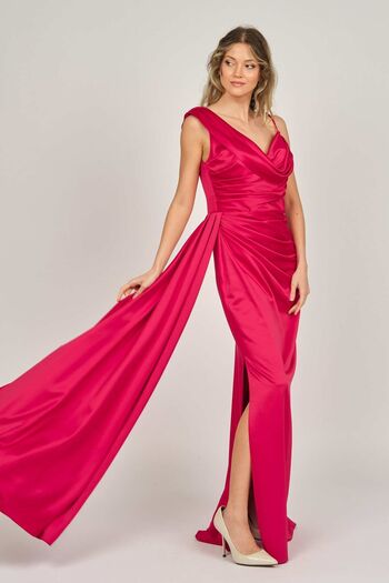 Saygın Women's Shoulder Detailed Evening Dress 0992454 Red