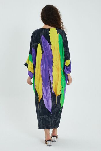 Eceyaman moda Women's Feather Detailed Oversize Large Dress