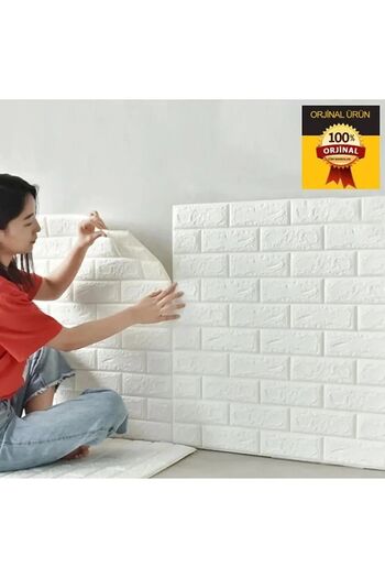 Bien Home 70x7 Cm Duvar Paneli Beyaz 3d Dekoratif Kendinden Yapışkanlı Esnek Duvar Kağıdı Kaplama Köpük