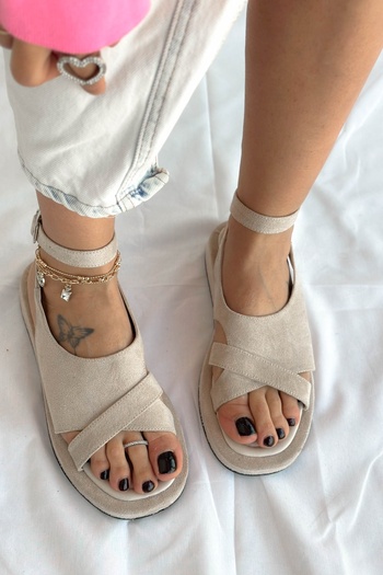 Shoebutik Sonia Beige Women's Sandals - Stylish and Comfortable