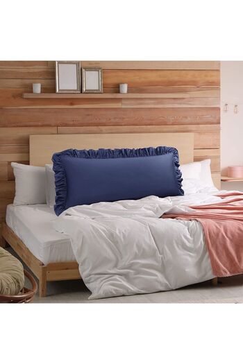 EVYA Skin Friendly Soft 100% Cotton Frilly Long Pillow Case 50X135 cm Blue Maternity Decorative Case