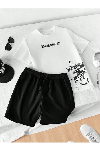Mella&Co Crew Neck Printed T-Shirt and Shorts Set