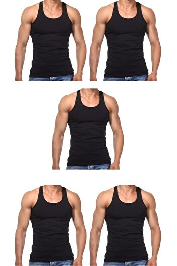 marufshop Ανδρικό εσώρουχο 5 τεμαχίων Slim Fit, χτενισμένο βαμβακερό Lycra Athlete (Rambo Singlet)