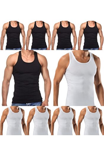 marufshop Ανδρικό Slim Fit Lycra Χτενισμένο Βαμβακερό Αθλητικό Αθλητή - 10 Τεμάχια Rambo