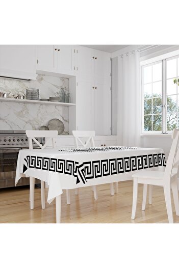 Else Dekor Gray White Lock Pattern Printed Care Free Stain Resistant Table Cloth Tableware Cloth