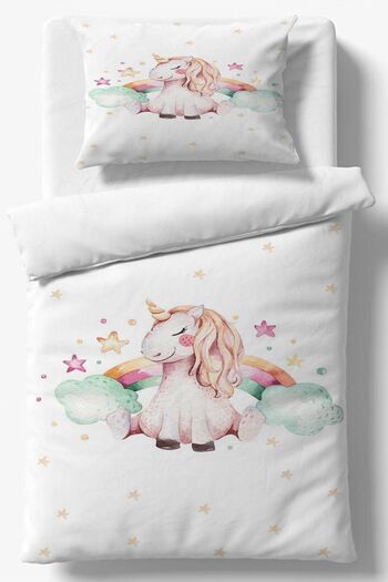 Else Dekor Unicorn Clouds Horse Rainbow Girl Patterned Single Children's Bedding Set