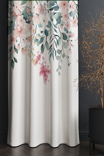 Else Dekor Colorful Flower Pattern Printed Decorative Living Room Kitchen Background Curtain 140x260cm