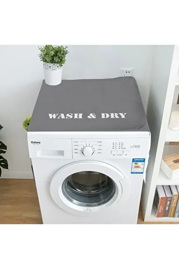 Else Dekor Gray White Patterned Decorative Dish Drying and Washing Machine Cover 60x140cm