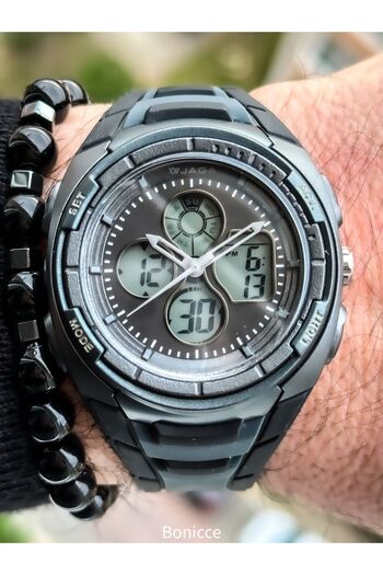 Jaga Smoked Digital Men's Wristwatch with Waterproof Stopwatch