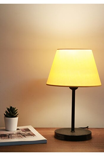 HOMİNG Mustard Fabric Black Body Lampshade Ayd-3157