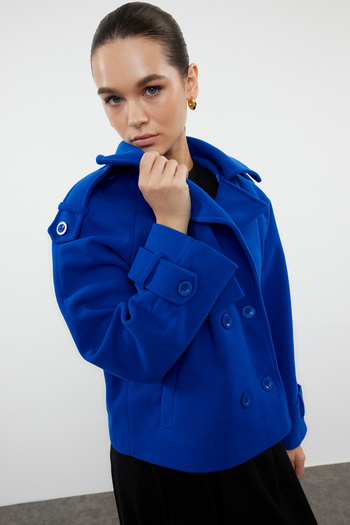 Trendyol Collection Wide Cut Crop Stamp Coat - Saks TWOAW24KB00026