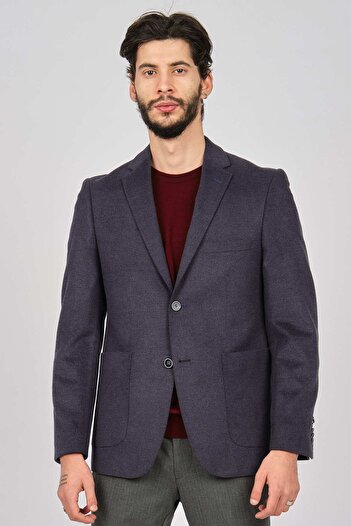 Avvenente Чоловічий спортивний вовняний піджак Slim Fit 0141004 Темно-синій