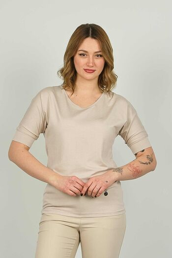 Sistas Women's V-Neck Blouse6690201 Stone