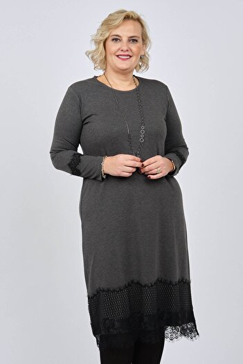 Ced Women's Anthracite Lace Detailed Accessory Dress 47220585