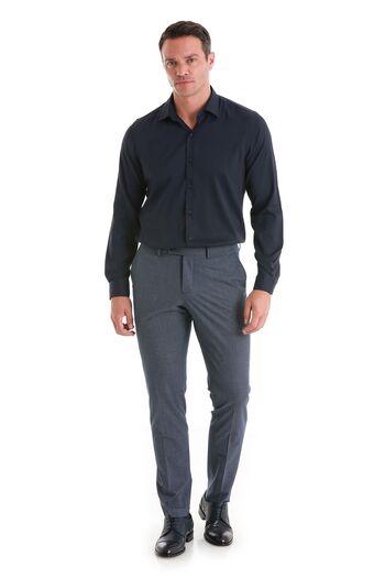 Hatemoğlu Синя сорочка Comfort Fit з довгими рукавами та вузьким коміром