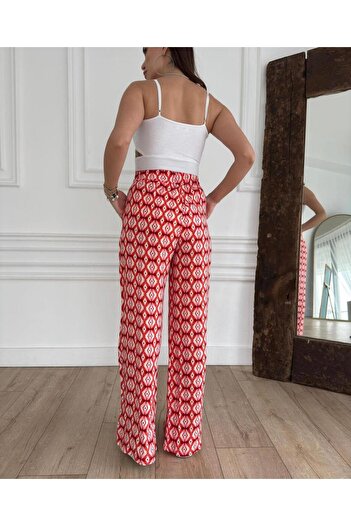 My Blog Fuchsia Patterned Wide Leg Trousers