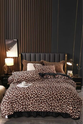 Always Elastic Sheet Double Sided Double Duvet Cover Set Leopard