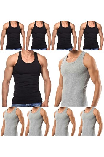 marufshop Ανδρικό Slim Fit Lycra Χτενισμένο Βαμβακερό Αθλητικό Αθλητή - 10 Τεμάχια Rambo